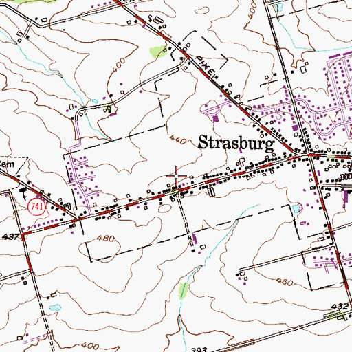 Topographic Map of Strasburg Jaycee Park, PA