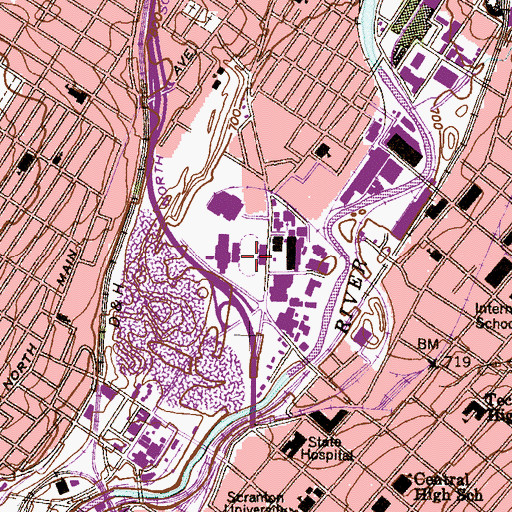 Topographic Map of Memorial Stadium, PA