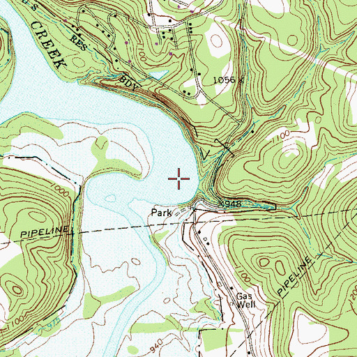 Topographic Map of Loyalhanna Lake National Recreation Area, PA