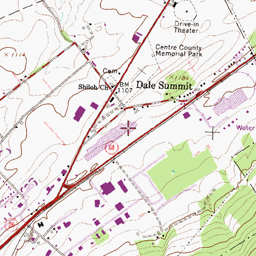 Topographic Map of Nittany Mall, PA