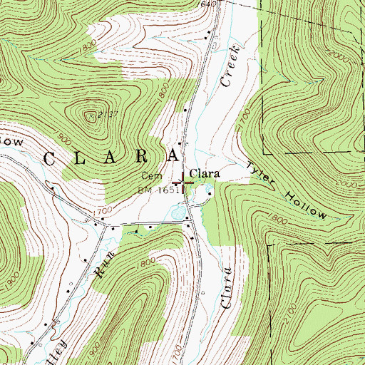 Topographic Map of Clara School, PA
