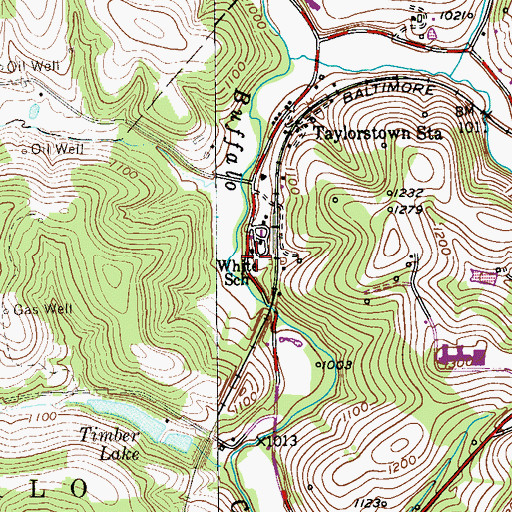 Topographic Map of White School, PA