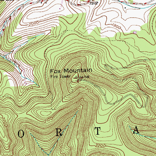 Topographic Map of Fox Mountain Fire Tower, PA