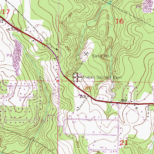 Topographic Map of Indian Springs Cemetery, AL