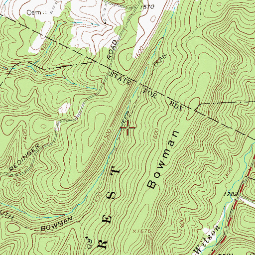 Topographic Map of Bowman Trail, PA