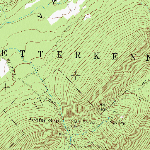 Topographic Map of Rexroth Trail, PA