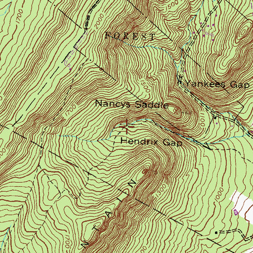 Topographic Map of Hendrix Gap Trail, PA