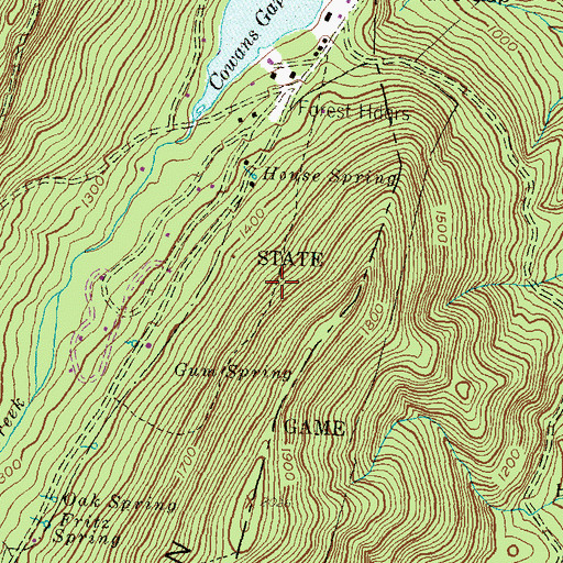 Topographic Map of Mile Trail, PA