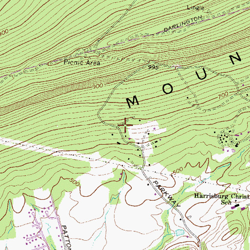 Topographic Map of Blue Mountain Lions Park, PA