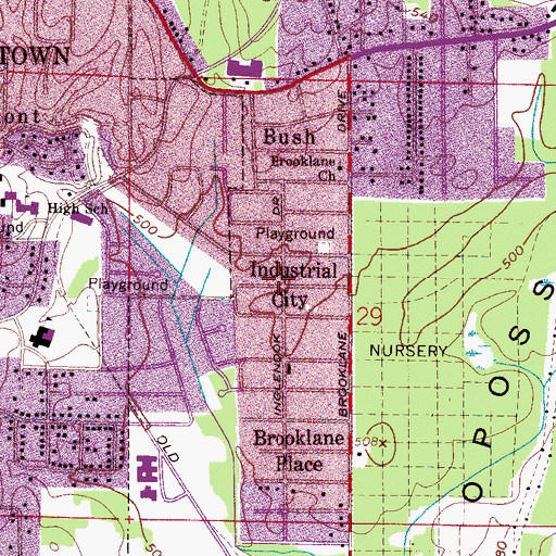 Topographic Map of Industrial City, AL