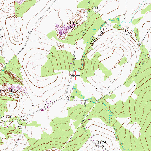 Topographic Map of Rhoades School, PA