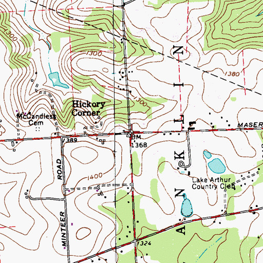 Topographic Map of Hickory Corner, PA