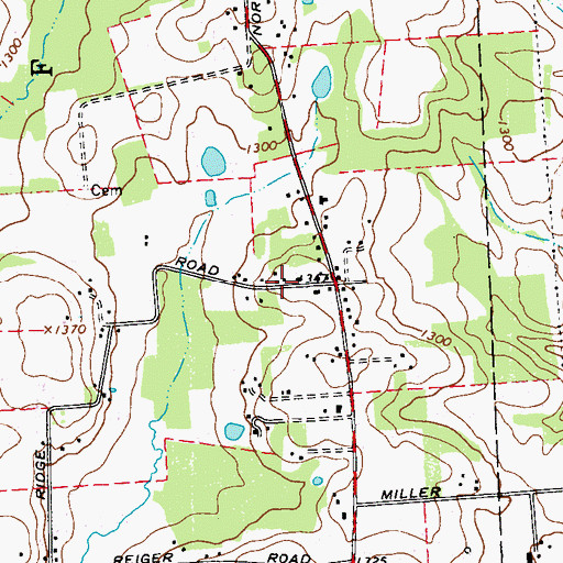 Topographic Map of Ridge School, PA