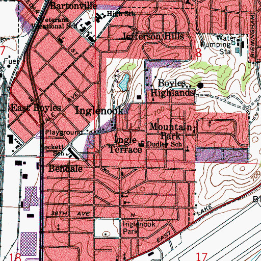 Topographic Map of Ingle Terrace, AL