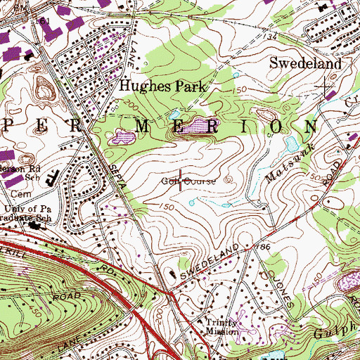 Topographic Map of Gulph Mills Golf Course, PA