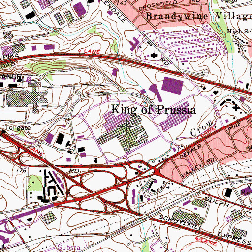 Topographic Map of Valley Forge Center, PA