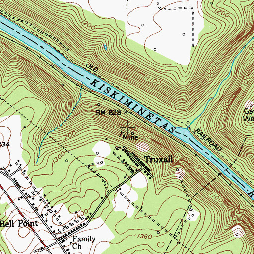 Topographic Map of Roaring Run, PA