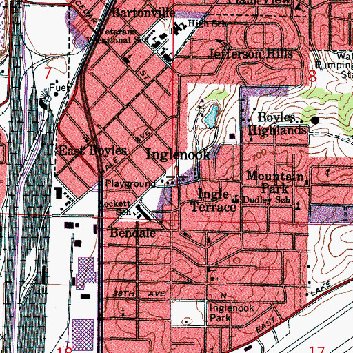 Topographic Map of Inglenook, AL