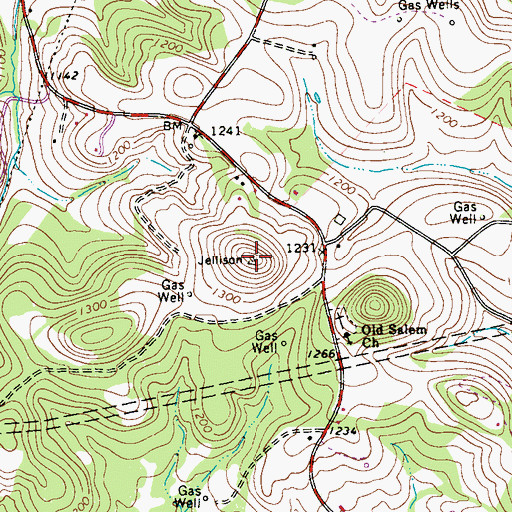 Topographic Map of Jellison, PA
