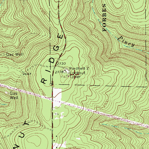 Topographic Map of Pondfield 2 Lookout Tower, PA