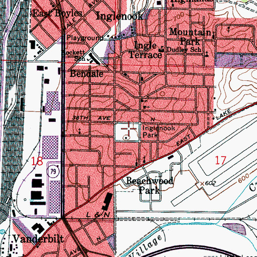 Topographic Map of Inglenook Park, AL