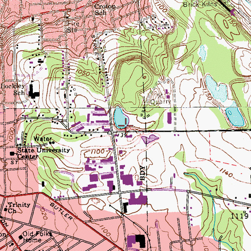 Topographic Map of Green Marcus Quarry (historical), PA