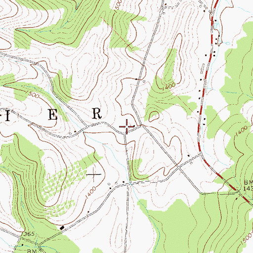 Topographic Map of Allison School (historical), PA