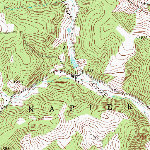 Topographic Map of Rocklick School, PA