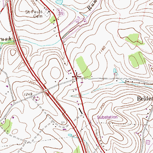 Topographic Map of Crossroads School, PA