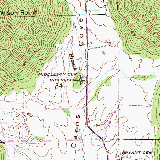 Topographic Map of Inglis Cemetery, AL