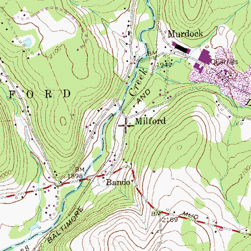 Topographic Map of Milford Station, PA