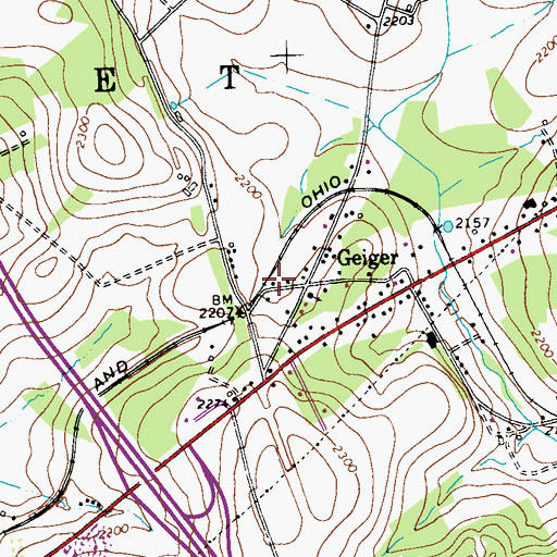 Topographic Map of Geiger Station, PA