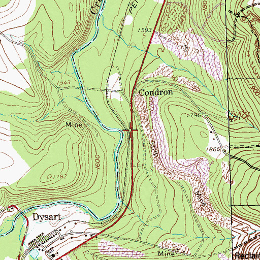 Topographic Map of Condron Station (historical), PA
