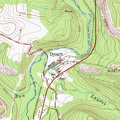 Topographic Map of Dystart Station, PA
