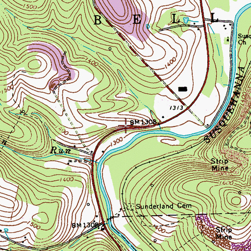 Topographic Map of Cush, PA
