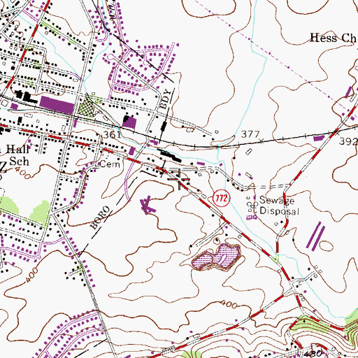 Topographic Map of Rome, PA