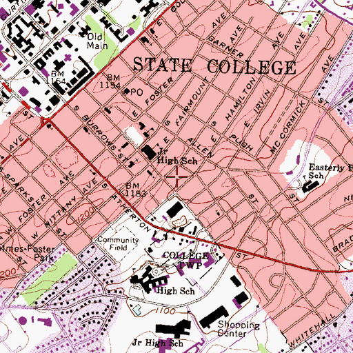 Topographic Map of University Park Plaza, PA
