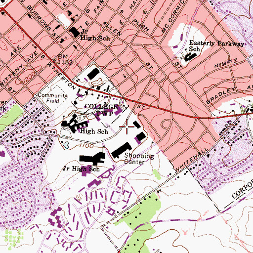 Topographic Map of Westerly Parkway Plaza, PA