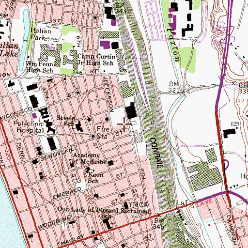 Topographic Map of Gorgas Park, PA