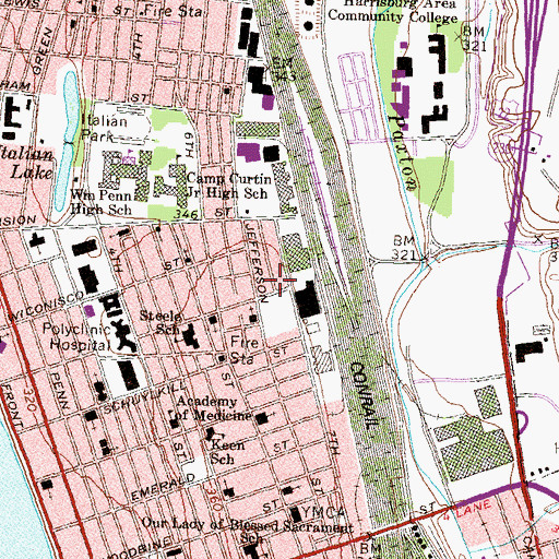 Topographic Map of Seventh and Radnor Park, PA