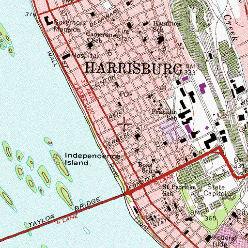 Topographic Map of Penn and Sayford Park, PA