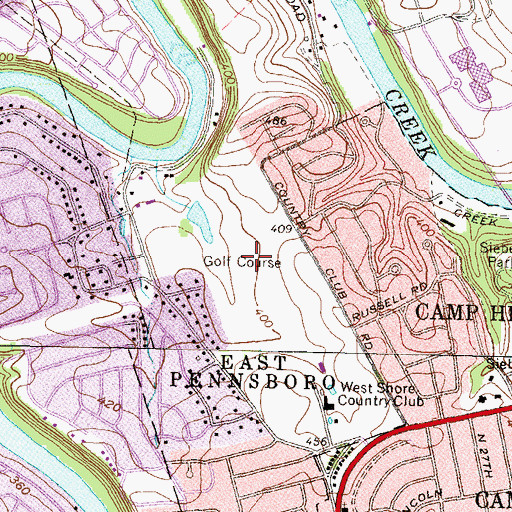Topographic Map of West Shore Country Club, PA