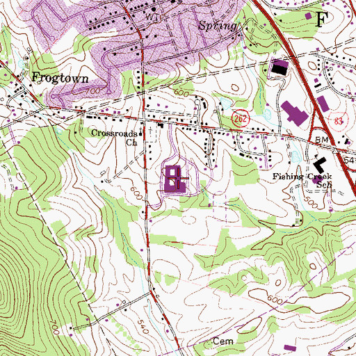 Topographic Map of Redland High School, PA
