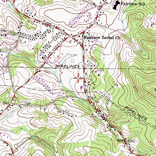 Topographic Map of Roof Memorial Park, PA