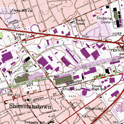 Topographic Map of Hampden Industrial Park, PA