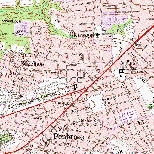 Topographic Map of Little Valley Park, PA