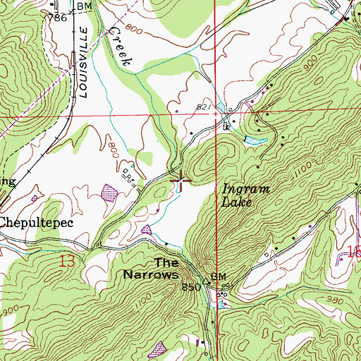 Topographic Map of Ingram Lake, AL
