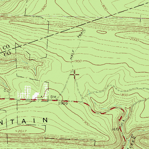 Topographic Map of Hall Trail, PA