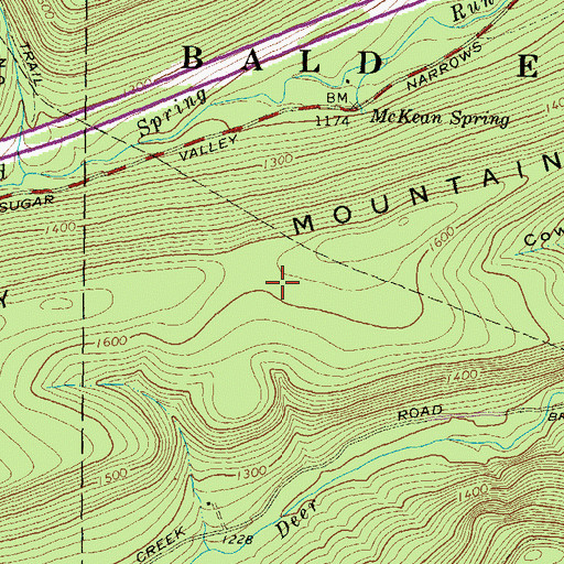 Topographic Map of Sheet Iron Trail, PA