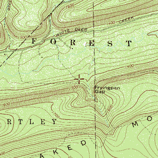 Topographic Map of Frying Pan Gap Trail, PA